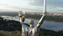 Famous architectural landmark of Kyiv, Ukraine: Monument Motherland in the morning.