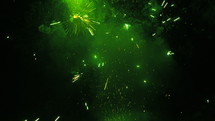 Sparkling fireworks on black background during celebrating holiday. Perfect for creating video effects. Pyrotechnic Effects.