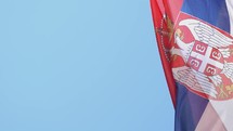 Close up view flag of Serbia