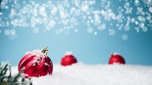  Christmas red Balls with snow