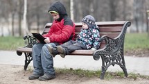 Two brothers with tablet computer