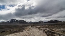 Dramatic sky over volcanic nature in Iceland Time lapse
