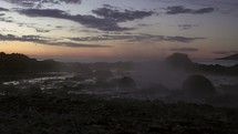 steam blowing in the breeze in Iceland at sunset 