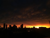 sunset and city skyline 