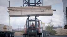 forklift at a construction site 
