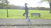 Female caucasian woman running 
