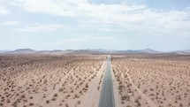 Monument Valley road traffic desert. Aerial 4K Road desert California Nevada