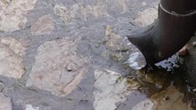 Gutter Of A House In Rainy Day