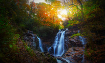 cascading waterfall in a forest 
