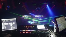 strobe lights and sound production equipment 