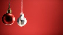 Red and Grey Christmas Ball on copy space background