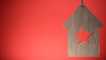 House Shape Christmas decoration on Red