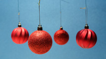 Christmas Hanging Balls on Blue