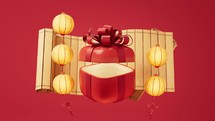 Gift box with cartoon style, 3d rendering.
