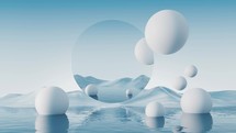 Water surface with round balls background, 3d rendering.
