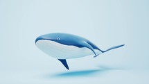 Whale with cartoon style, 3d rendering.
