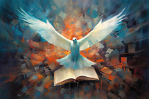Holy Spirit over a Bible