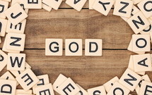 God in scrabble pieces