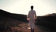 Jesus walking through the desert 