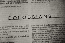 Open BIble in book in Colossians