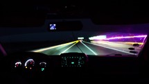 Timelapse of driving a car on night road