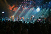 musicians, music, performers, on stage, stage lights, spot lights, audience