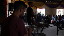 worship music inside a church during a mission trip 
