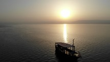 floating boat on the sea of Galilee 