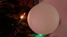 Christmas ornament and bokeh Christmas lights 