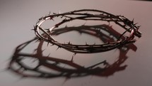 Crown of thorns casting shadow on white background