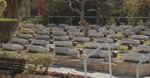 Military cemetery with graves of fallen soldiers