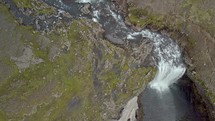 Aerial Waterfall in Iceland mountains river