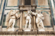 statues, baptism, Florence, angel, biblical scene 