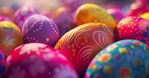 Colorful easter eggs. Happy Easter. Colorful painted easter eggs