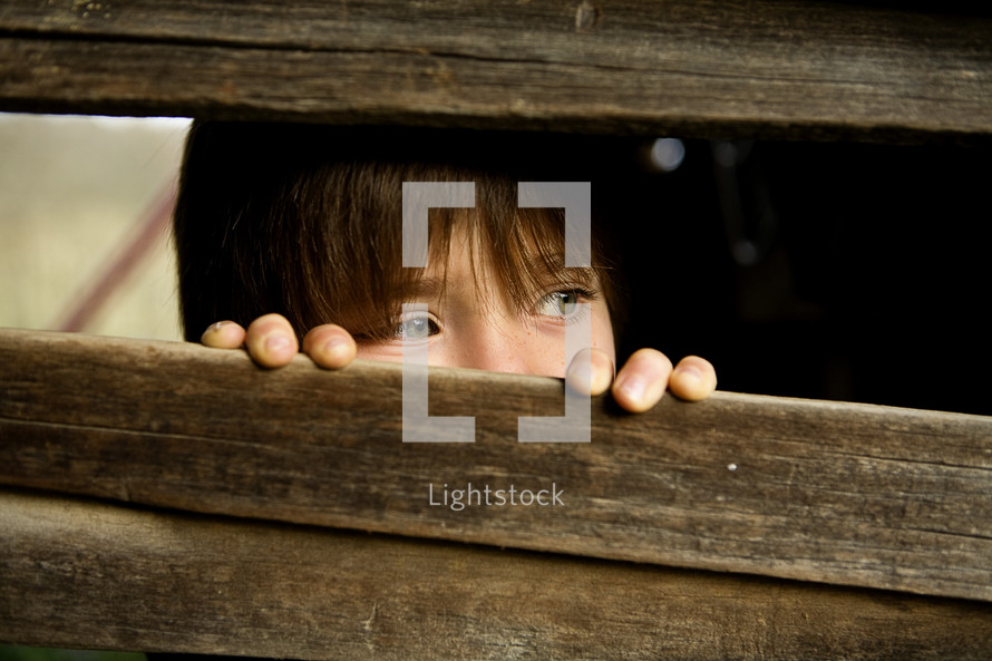 eyes of a peeping child