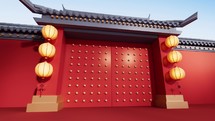 Chinese ancient door, traditional architecture, 3d rendering.
