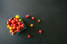 Basket of cherry tomatoes.