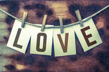 word love on a clothesline 