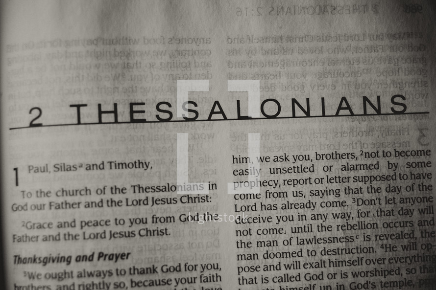 Open Bible in book of 2 Thessalonians