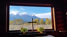 Holy Cross in Chapel of the Transfiguration St. John's Episcopal Church at Grand Teton National Park Wyoming