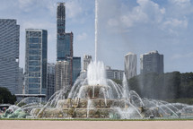 fountain and city view 