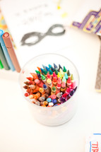 crayons in a cup 