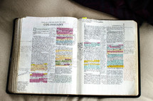 notes on Colossians in an opened Bible 