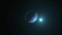 Blue Planet Neptune In Orbit With Ring Illuminated By The Sun. animation	
