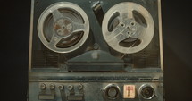 Vintage tape recorder with sound reels spinning
