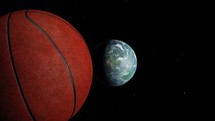 Basketball Travels In Space Towards Earth