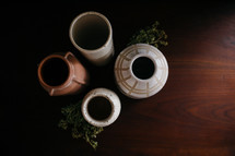 four pottery vases 