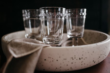 four glass cups 