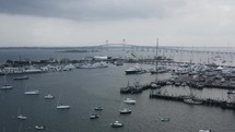 Harbor full of sailboats and yachts