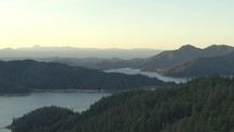 aerial view over Shasta Lake